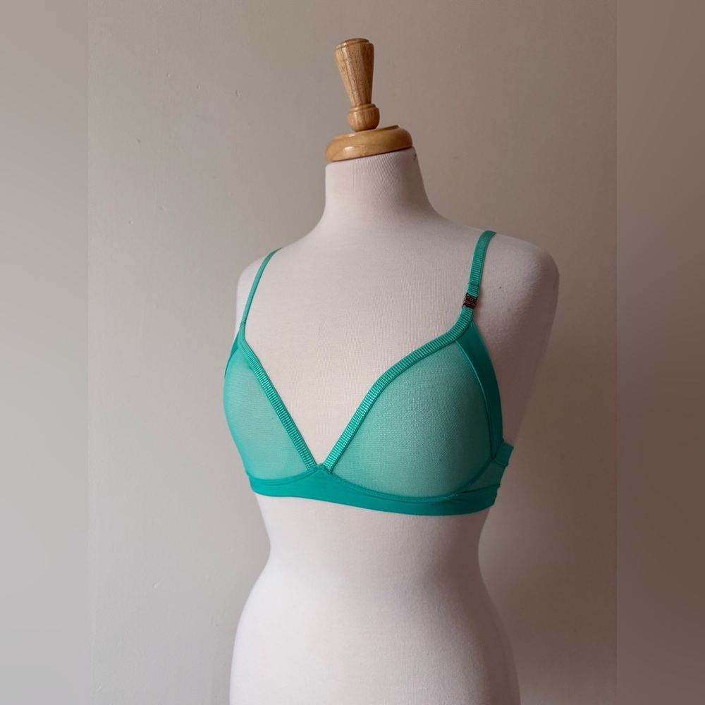 Diesel Teal Mesh Bra • Sheer Minimal Bralette • Size S/32B